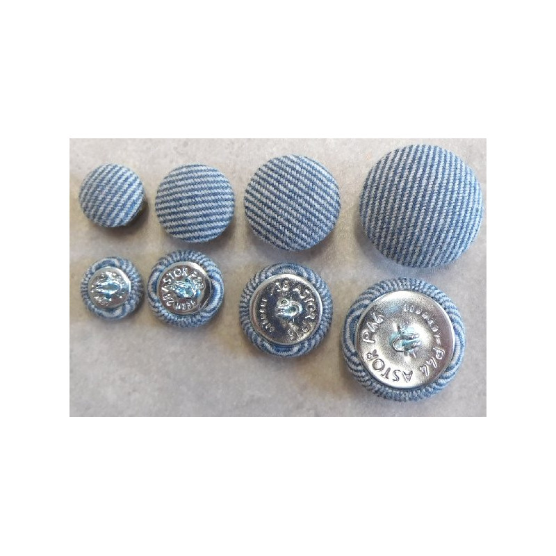 Polsterknöpfe mit Haken Webstoff Jeansoptik Blau