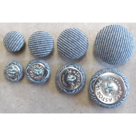 Polsterknöpfe mit Haken Webstoff Jeansoptik Blau