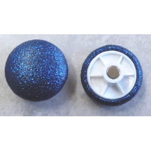 Magnet mit bezogenen Kopf Kunstleder Blau Glitter