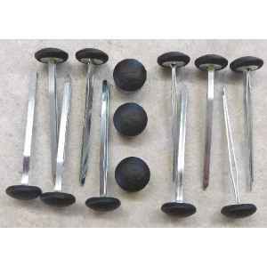 Polsterknöpfe mit Splint Kunstleder Schwarz 10er Pack