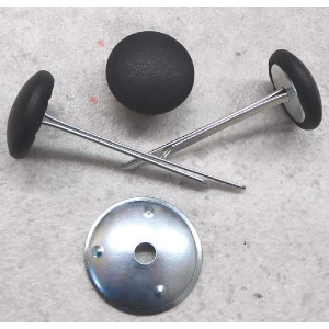 Polsterknöpfe mit Splint Leder Nero (Schwarz)