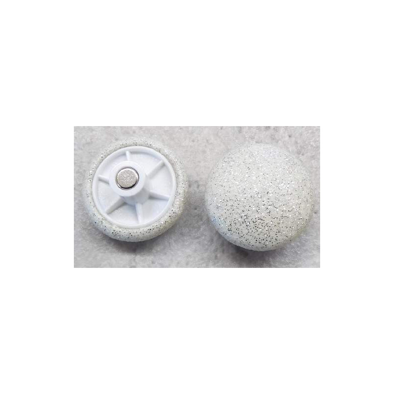 Magnet mit bezogenen Kopf Kunstleder Weiß Glitter