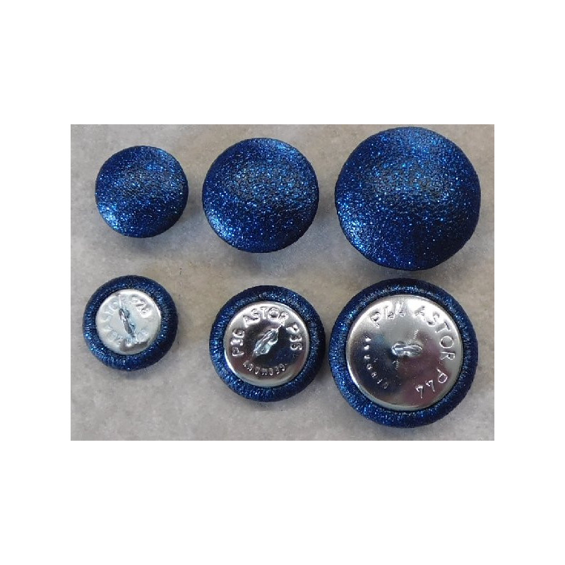 Polsterknöpfe mit Öse Kunstleder Blau Glitter