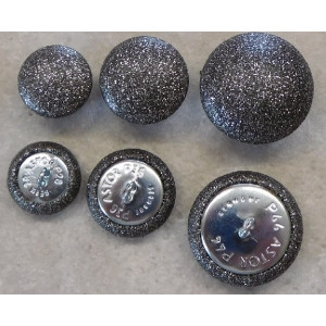 Polsterknöpfe mit Öse Kunstleder Grau Glitter