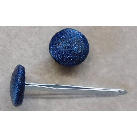 Polsterknöpfe mit Splint und Kunstleder Blau Glitter