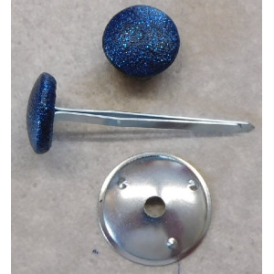 Polsterknöpfe mit Splint und Kunstleder Blau Glitter