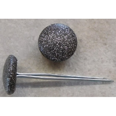 Polsterknöpfe mit Splint und Kunstleder Grau Glitter