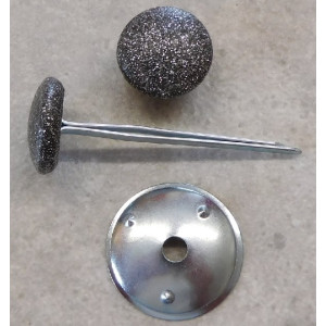 Polsterknöpfe mit Splint und Kunstleder Grau Glitter