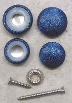 Polsterknöpfe zum Schrauben Kunstleder Blau Glitter