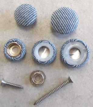 Polsterknöpfe zum Schrauben Webstoff Jeansoptik Blau