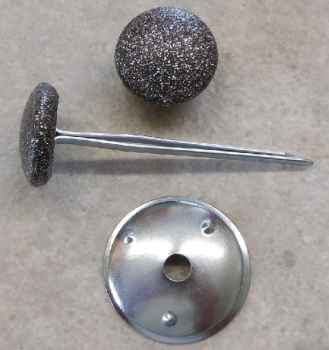 Polsterknöpfe mit Splint Kunstleder Grau Glitter