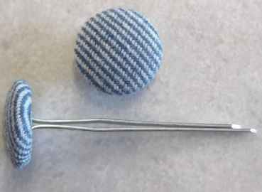Polsterknöpfe mit Splint Webstoff Jeansoptik Blau