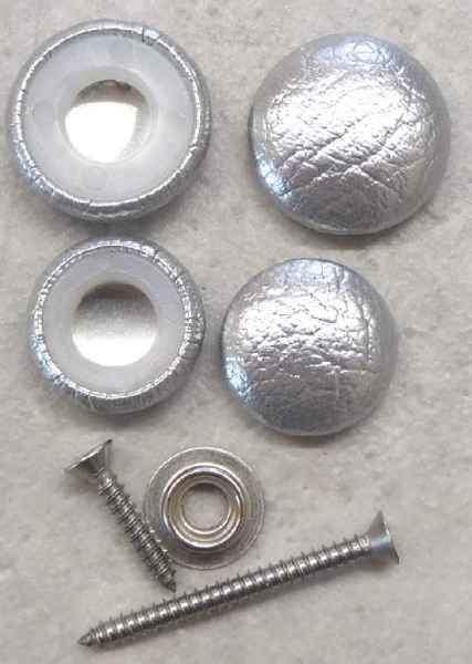 Polsterknöpfe zum Schrauben Kunstleder Silber