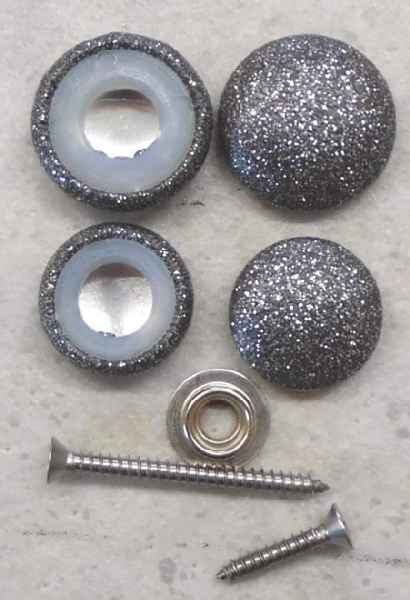 Polsterknöpfe zum Schrauben Kunstleder Grau Glitter