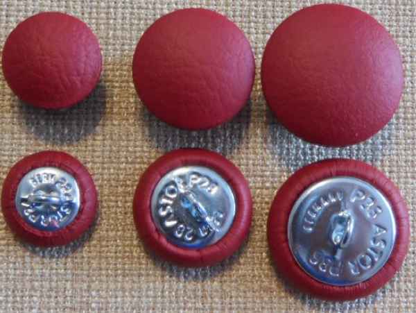Polsterknopf mit Haken mit Echt-Leder Paprika