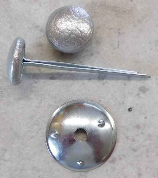 Polsterknöpfe mit Splint Kunstleder metallic Silber